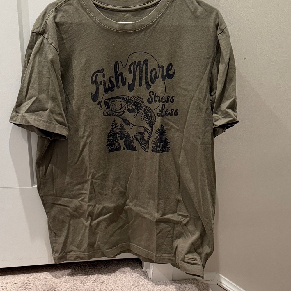 Life Is Good Olive Green Graphic Tee